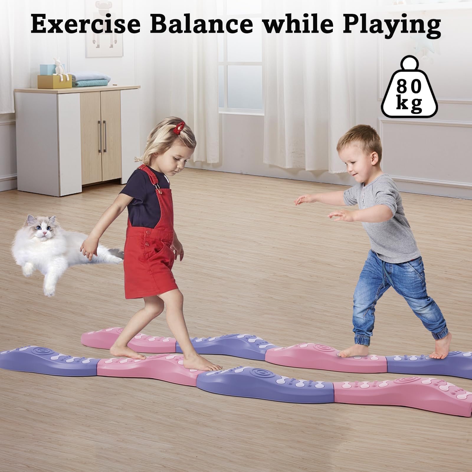Trave Per Equilibrio Sensoriale Per Bambini - Set Di 8 Pezzi Colorati Con Base Antiscivolo, Gioco Da Interno/Esterno Per Coordinazione E Equilibrio