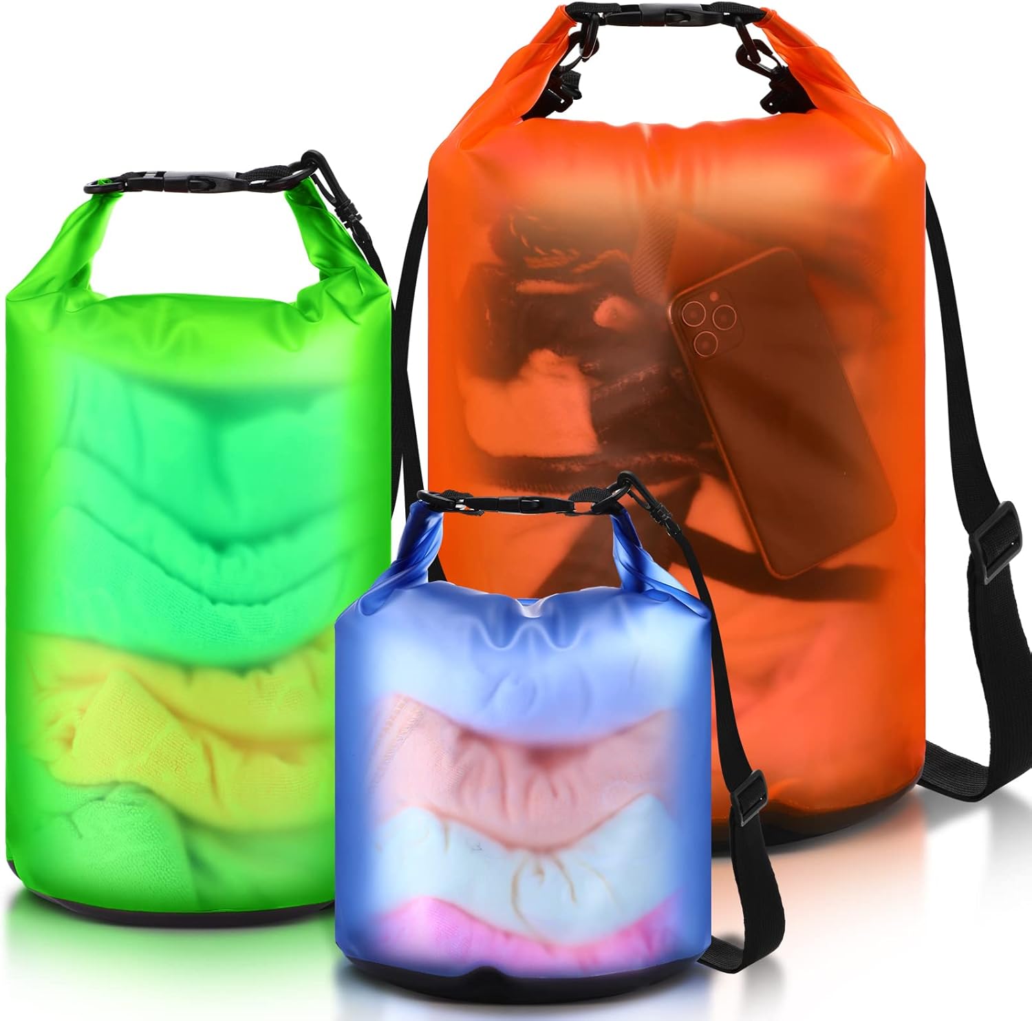 Buryeah 3 Pack Waterproof Dry Bags, 5L/10L/20L Roll Top