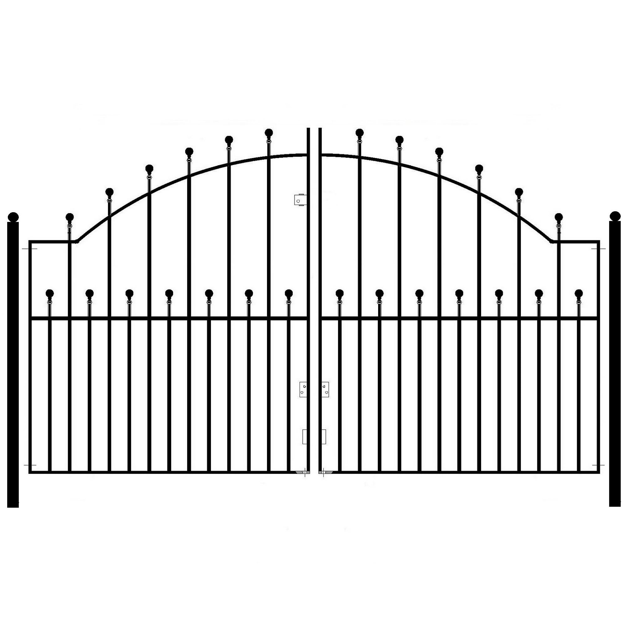 Manor Ball Top Metal Arched Driveway Gates Galvanised Wrought Iron Dual Swing Gate (2134mm (7ft) Gap x 1220mm High MAZP10)