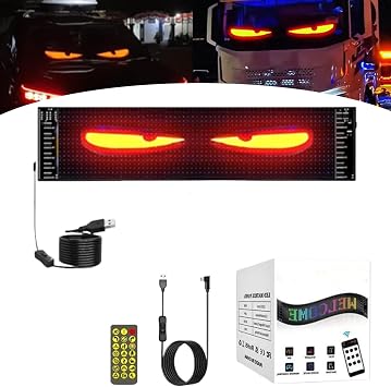 Pantalla Led Flexible para Carros, Devil Eyes Light for Cars, Colorful Eye Lamp Soft Screen for Car Windows, Flex LED Display for Car, Windshield Eyes Animated Led 1, 16 * 32cm /2.75 * 6.8 in