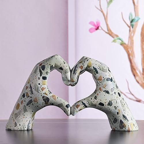 Miniatura 3 de WUBIANJIE Estatua de dedo de amor, escultura en forma de corazón, decoración de gestos de amor, escultura de arte moderno, decoración del hogar,