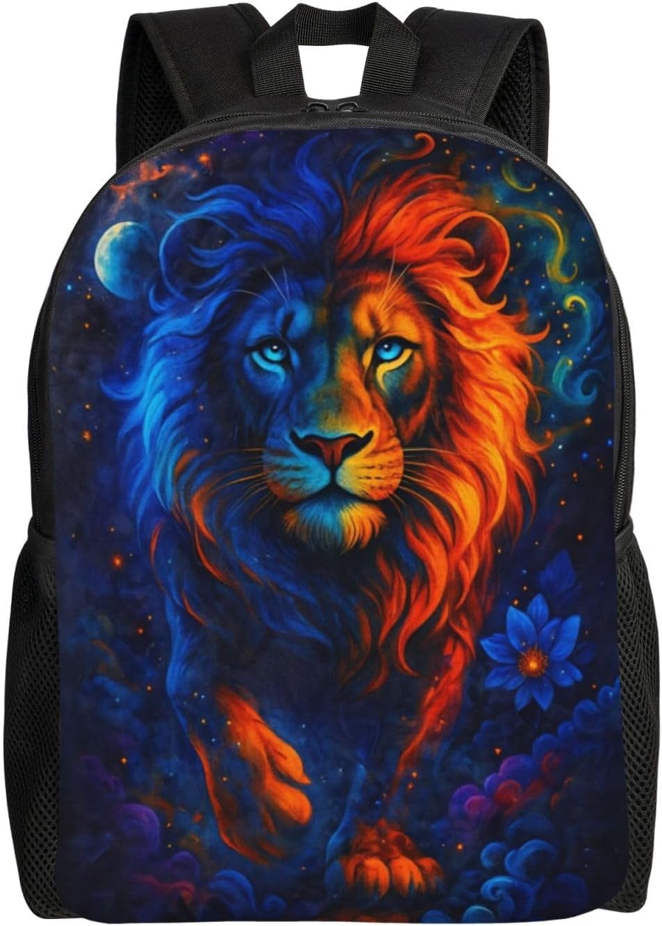 15 Inch Colorful Lion Laptop Backpack For Men Women (16.1x11.8x4.5), Water Resistant 600d Oxford Commuter Daypack With Side Pockets, Lightweight Travel Bag
