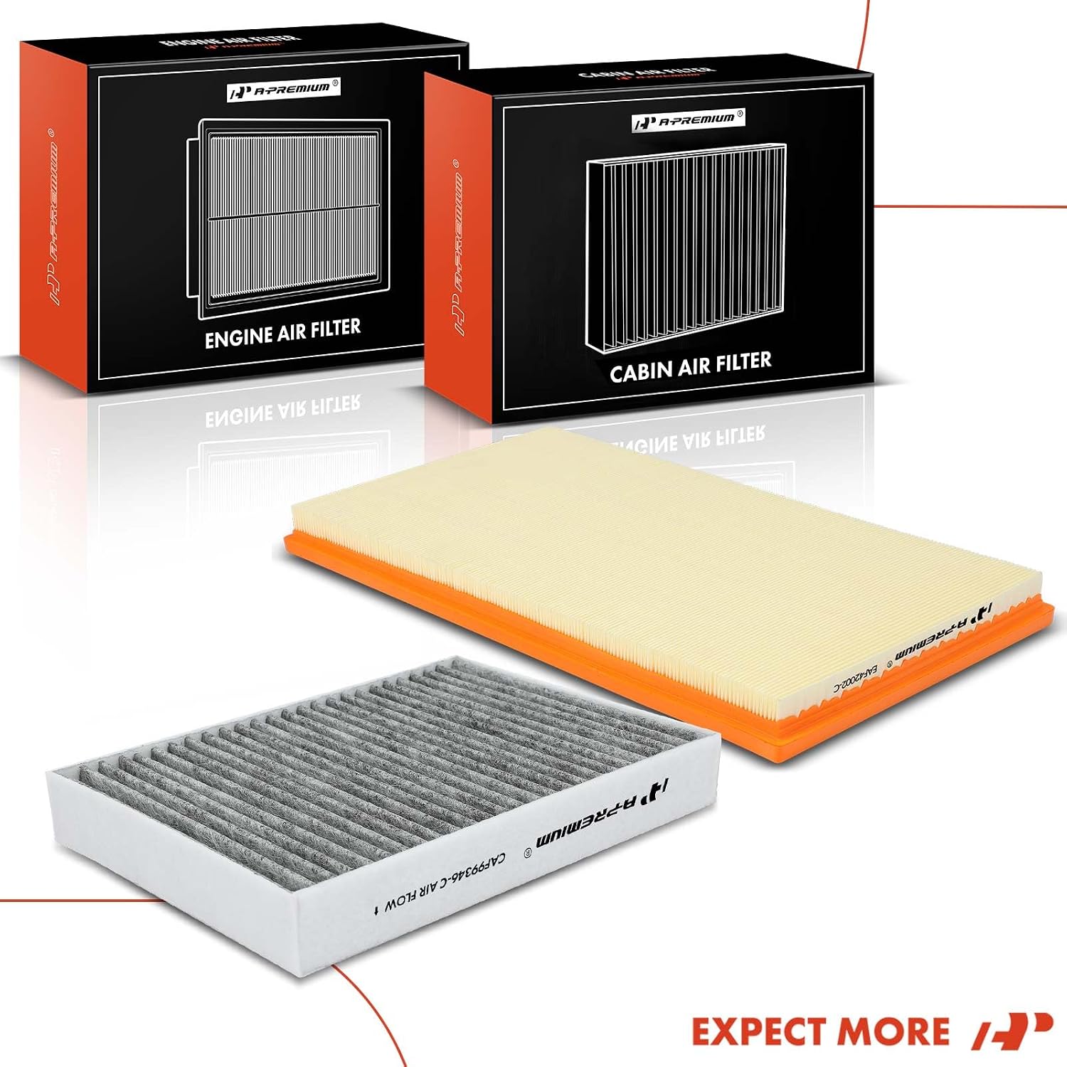 A-Premium 2-PC Engine & Rear Left Cabin Air Filter with Activated Carbon Compatible with Mercedes-Benz Metris 2016-2022 2.0L Replace# 6510900051, A0008351500