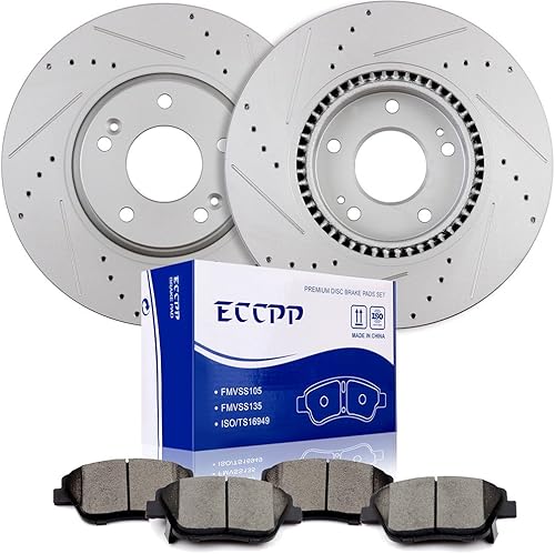 ECCPP Kits de freno delantero 2 unids rotores de freno y 4 piezas pastillas de freno de cerámica Set 2016 para Kia Forte Koup 2011 2012 2014 para