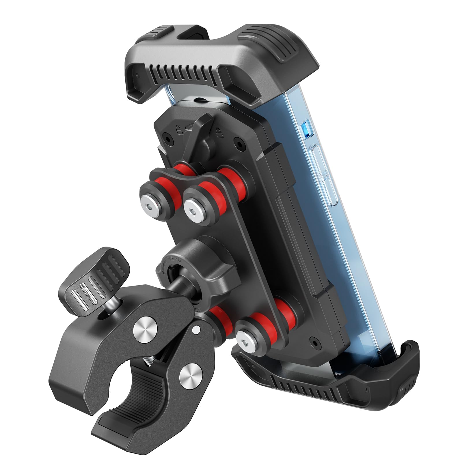 tounee Dual Vibration Dampener Motorcycle Phone Mount - Secure & Tool-Free Installation