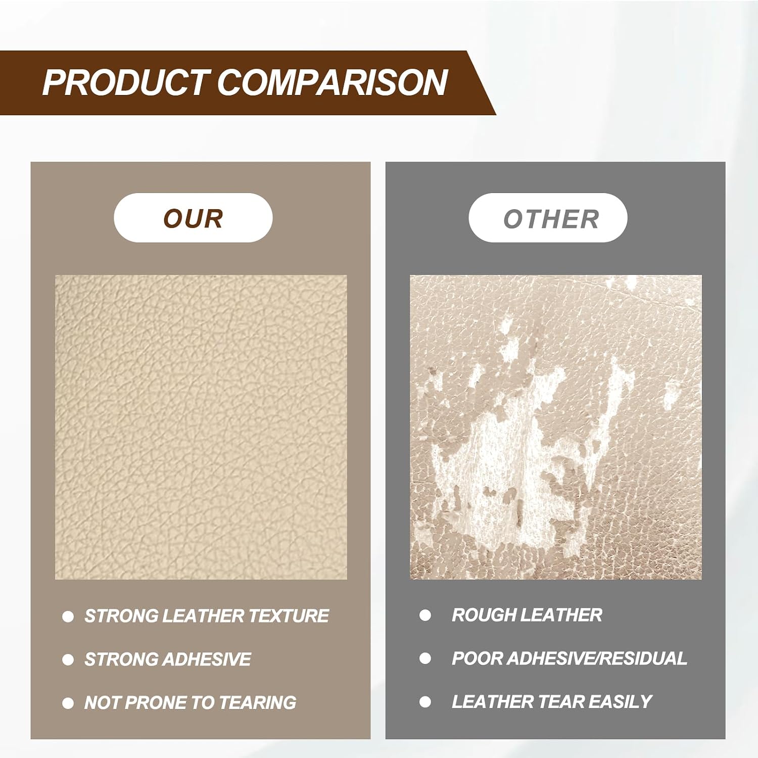 Leather Repair Patch Tape Beige 4 x 63 Inches Self Adhesive Leather Repair Kit for Excellent Adhesion Leather Repair Patch Self Adhesive for Car Seat, Motorcycle Seat, Automobile Parts
