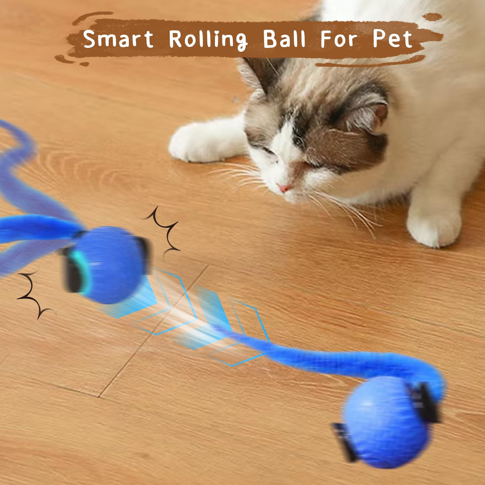 QILUCKY Speedy Tail Cat Toy, Interactive Toy for Indoor Cats IMoving Cat Toy Ball with Tail, USB Rechargeable Smart Ball - Image 3