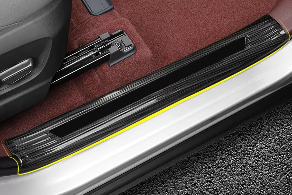 Car Accessories Compatible with Toyota New BZ4X 2023 2024 2025 Inside Door Sill Scuff Plate Entry Guard Cover Trims Stainless Steel 4PCS(Black Brushed Finish)