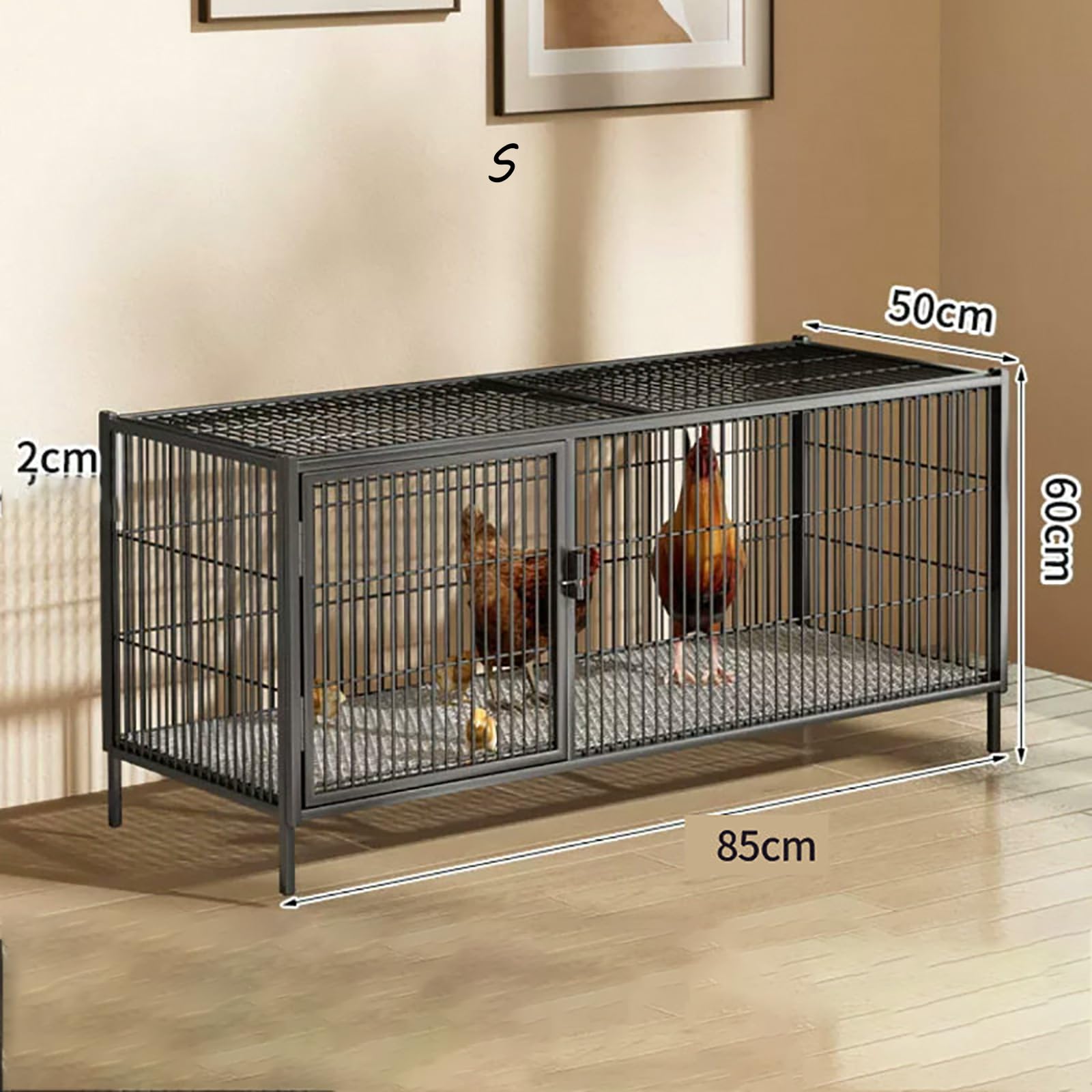 Gallinero con polea y nidales, Reforzado con Alambre de Acero Engrosado, Completamente Equipado, de fácil Montaje, Adecuado para Uso en Interior y Exterior.-M