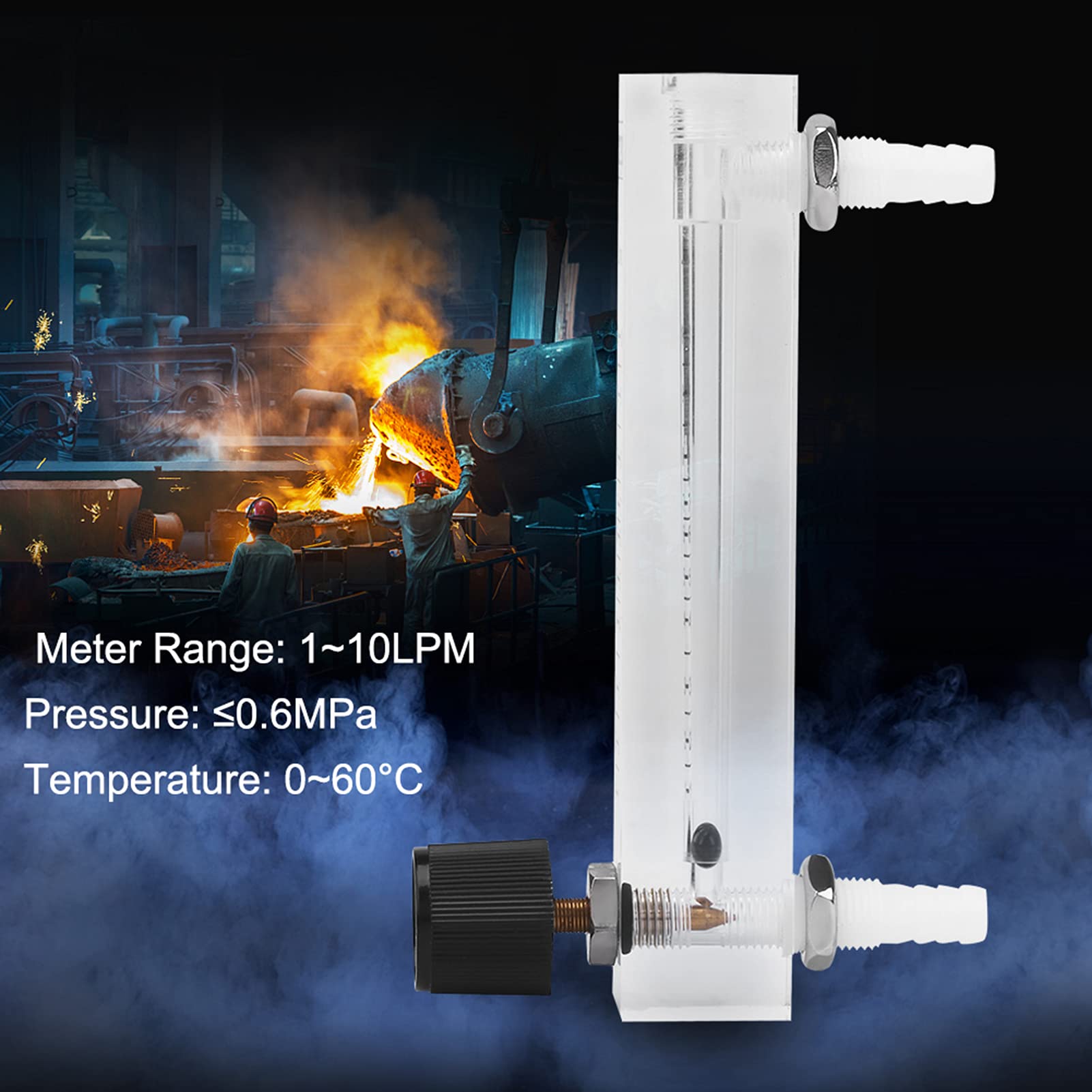 Débitmètres d'Air 1-10LPM Débitmètre avec Vanne de Régulation Support 0.6MPa pression Mesure Unidirectionnelle de Gaz/Oxygène/Débit d'Air 8mm Barbes pour l'industrie