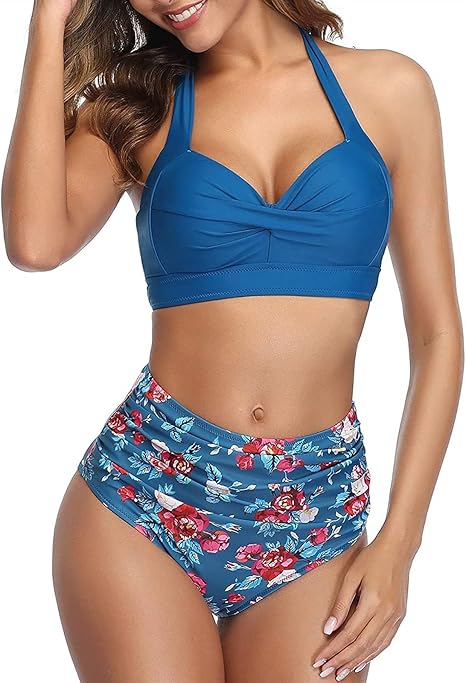 Amazon.com: Traje de baño para mujer, de cintura alta, blanco, traje de baño  de dos piezas, bikini de verano, traje de baño push up, 2XL, talla grande,  color A, talla: XXL :