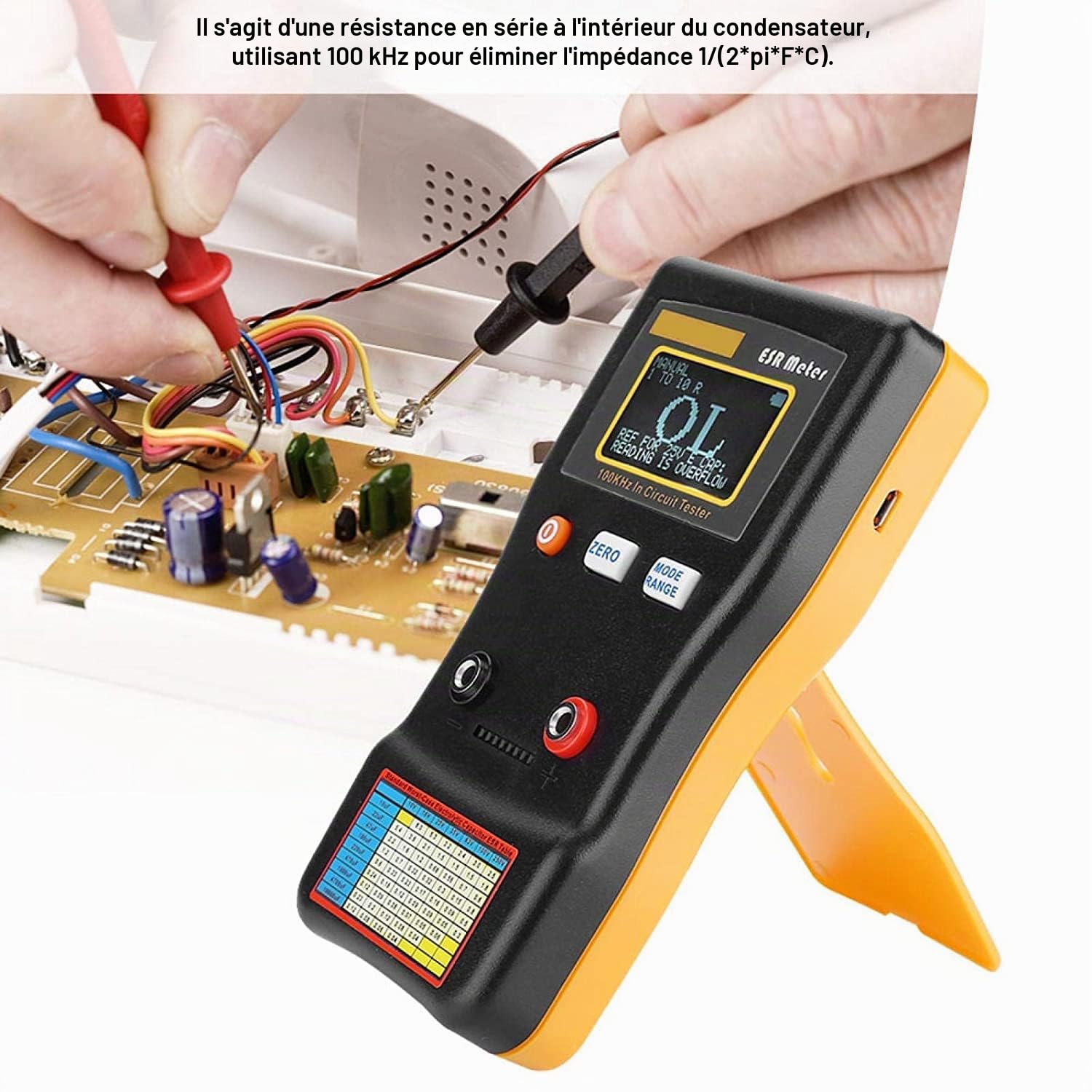 Testeur de condensateur ESR MESR-100, Testeur à Affichage Numérique, Ohm mètre, Multimètre Numérique Condensateur, Auto en Circuit LCR Jusqu'à 0,01à 100R pour Réparation de TV, LCD, Carte Audio