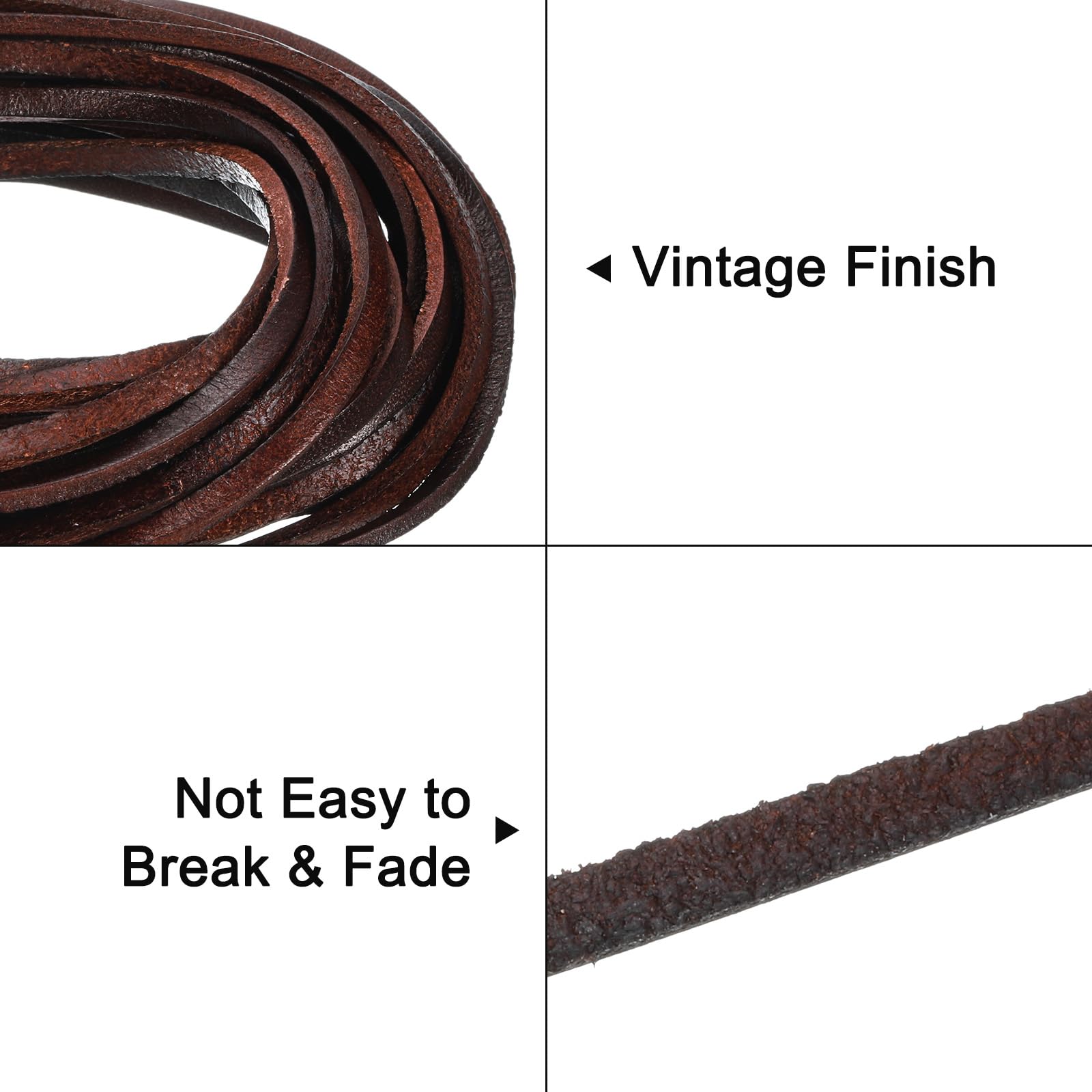 Corda In Pelle Vintage 15mm - 2.2 Yard Per Fai Da Te, Braccialetti E Accessori - Foto 5