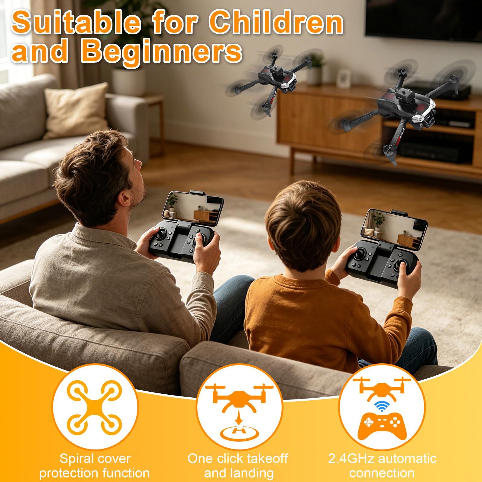 Drone con Telecamera HD 1080P Pieghevole, Droni con Motore Brushless, Auto Hover, Mini RC Quadcopter Telecomandati Droni per Principianti e Bambini/Adulti, Giocattoli Regalo per Ragazzo e Uomo