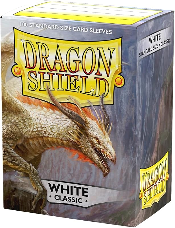 Escudo de dragón | Mangas clásicas de tarjeta de tamaño estándar | 100 CT - Mangas de TCG premium lisas y resistentes - Compatibles con Pokemon, Flesh & Blood, One Piece y Magic the Gathering | Blanco