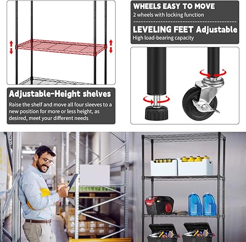 Miniatura 63 de Estantería pequeña de alambre de 3 niveles, estantes de metal para almacenamiento, estantería independiente, estante de alambre de 23 pulgadas
