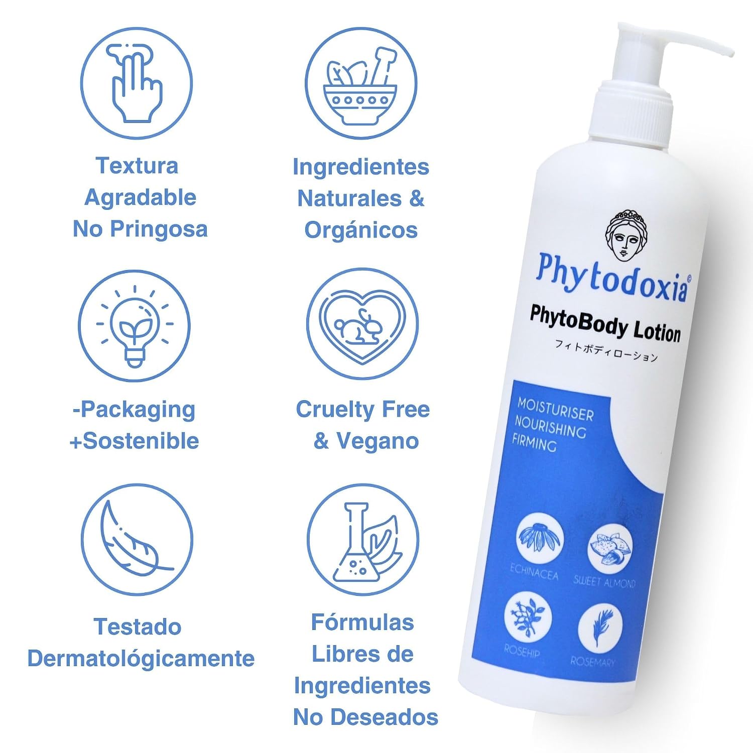 PhytoBody Lotion 16.9 Fl Oz | Moisturizer for Face, Body and Hand Cream with Echinacea and Sweet Almond Oil - Natural Anti-Wrinkle and Stretch Mark Cream - With Rosemary and Rosehip Oil image 2