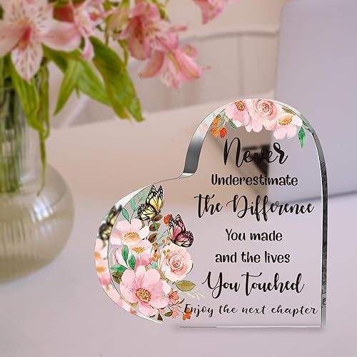 Miniatura 3 de Hiipeenow Regalos de jubilación para mujeres, regalos de acrílico con signo de corazón, regalos de alegría para maestros, enfermeras, compañeros de