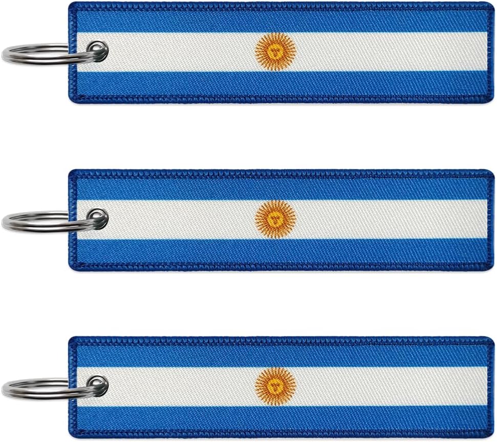 JAVD Argentina Flag Keychain Tag with Key Ring - Keys, Cars, Motorcycles, Backpacks, Luggage and Gifts - EDC (3 Pack)
