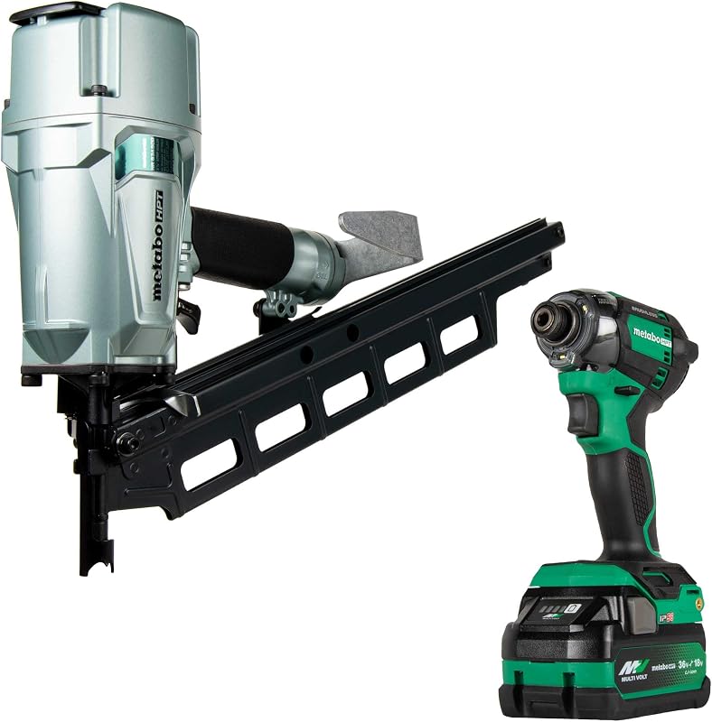 Pneumatic Framing Nailer + 18V Impact Driver Pro Bundle Kit, 3-1/4-Inch Framing Nailer with BONUS 18V Triple Hammer Impact Driver Kit, KNR83A5(S)