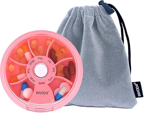 Organizador de píldoras pequeña pastillero portátil de 7 días caja de pastillero de viaje lindo diario para medicina suplementos de aceite de