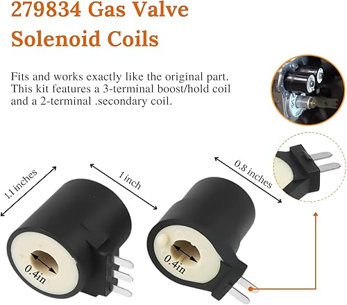 Miniatura 4 de Kit de reparación de secadora de gas: incluye encendedor de secadora 279311, bobinas de gas 279834 y sensor de llama 338906, compatible con