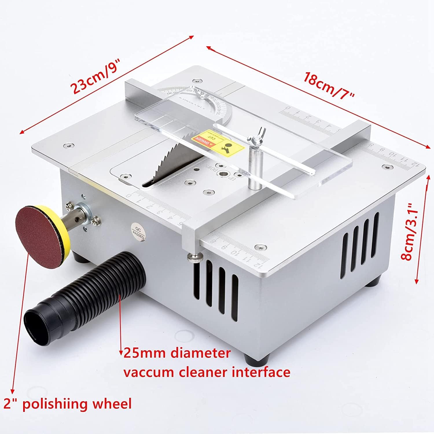 Mini Table Saw, Upgrade Multifunctional Table Saw Micro Precision Desktop DIY Woodworking Chainsaw for Handmade Wooden Model Crafts, Metal, Plastic Cutting (WHITE)