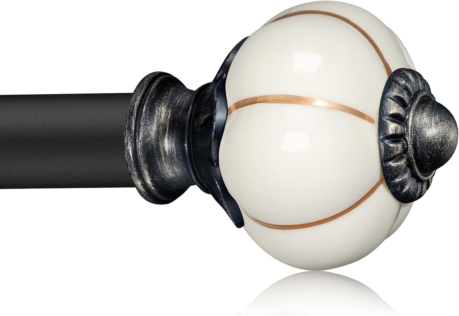 Ceramic Curtain Rods for Windows 66 to 120 Inch,1 Inch Adjustable Telescoping Drapery Rod Heavy Duty Window Treatment Single Curtain Rod Set for Bedroom,Black Beige