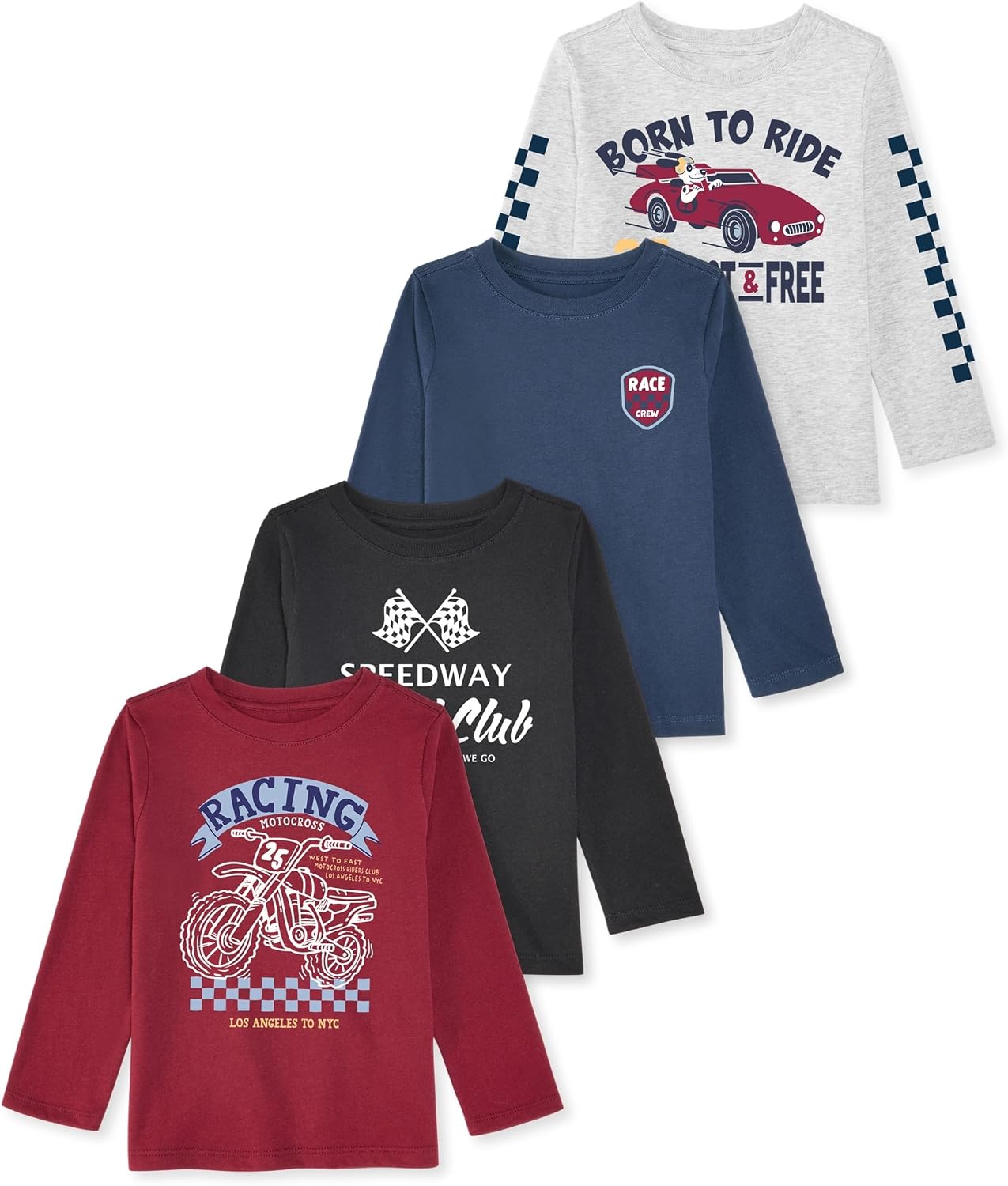Garanimals Baby & Toddler Boy Long Sleeve T-Shirt, Size 0-6 Years, 4 Pack