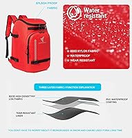 Vista 4 de Bolsa para botas de esquí, mochila de viaje de 50 l impermeable para botas de snowboard, casco de esquí, lentes de protección, guantes, esquís