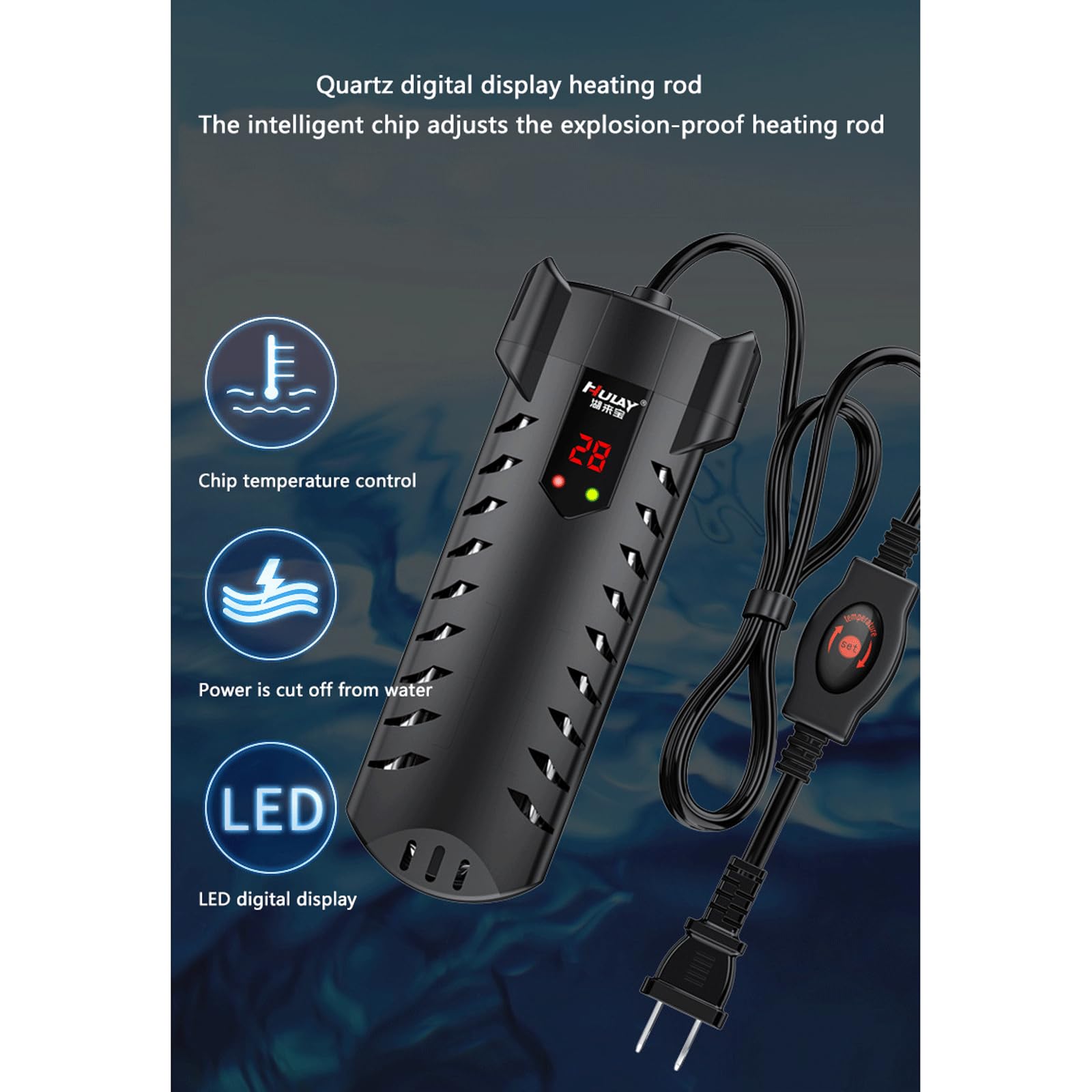 Riscaldatore per Acquario Temperatura costante Automatica con Display Digitale Asta riscaldante antideflagrante per Acquario, 100 W (500 W)