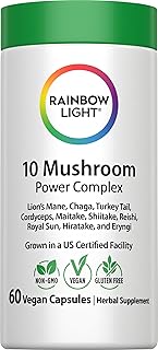 Rainbow Light Mushroom Complex Supplement | 60 Capsules | Made with 10 Potent Mushrooms | Includes Lions Mane, Chaga, Shiitake, Reishi & More | Non-GMO and Gluten Free