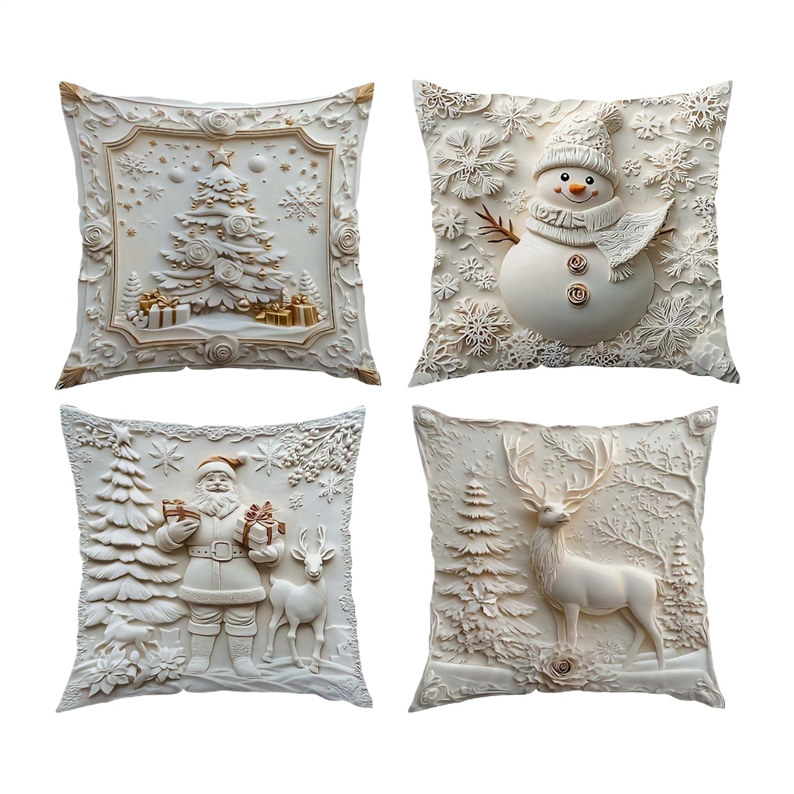 Housses de coussin de Noël pour salon chaleureux et canapé de ferme intérieure, lot de 4