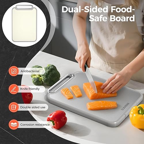 Miniatura 5 de Stainless Steel Cutting Board for Kitchen, 2-in-1 Double-Sided Chopping Board, Food Grade Stainless Steel/PP, Easy to Clean, Large Size, Non-Slip,