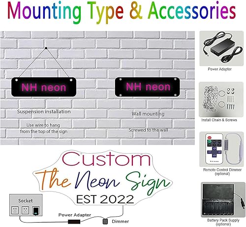 Vista 14 de Letreros de neón personalizados, letrero de neón personalizable para decoración de pared, letrero de neón personalizado para boda, fiesta de Tamaños