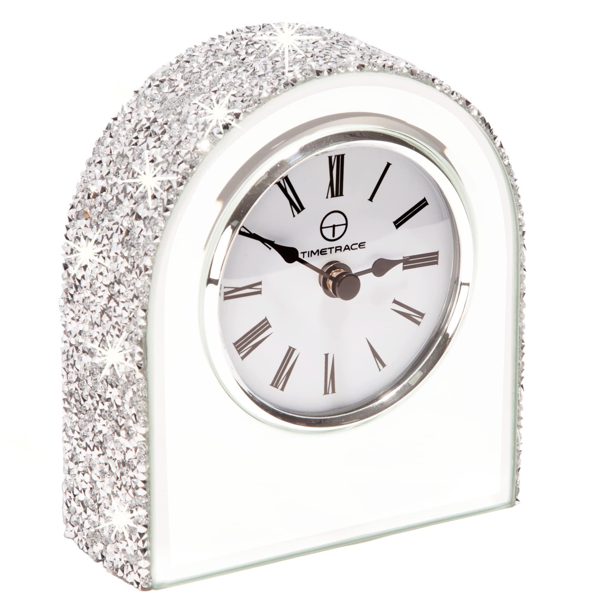 Reloj de mesa decorativo de cristal de espejo, de 13 cm para interiores y dormitorio
