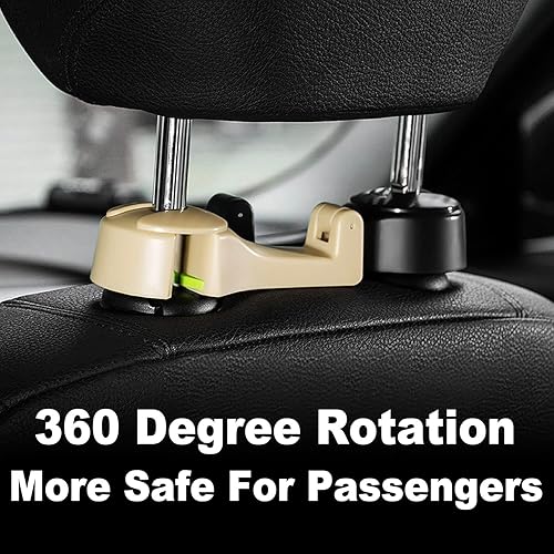 Miniatura 5 de ETBIENTÔT Paquete de 2 ganchos para asiento de automóvil mejorados 2023, ganchos ocultos de rotación de 360, mantiene tu automóvil ordenado y