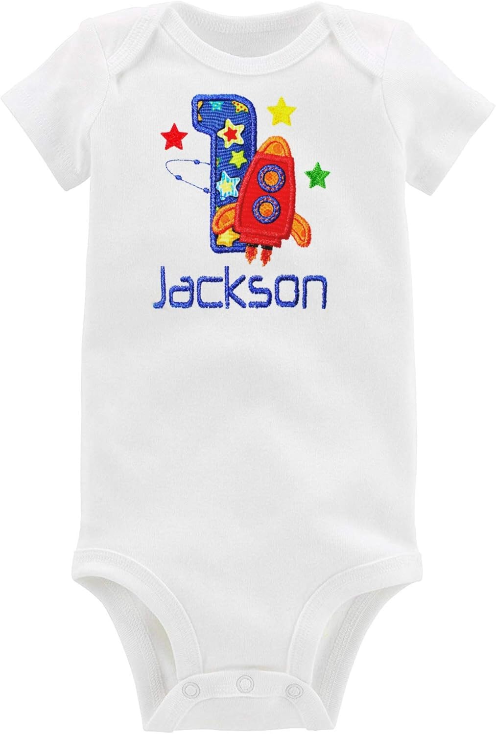 First Birthday Boy Outfit Rocket Ship Personalized with Baby Name