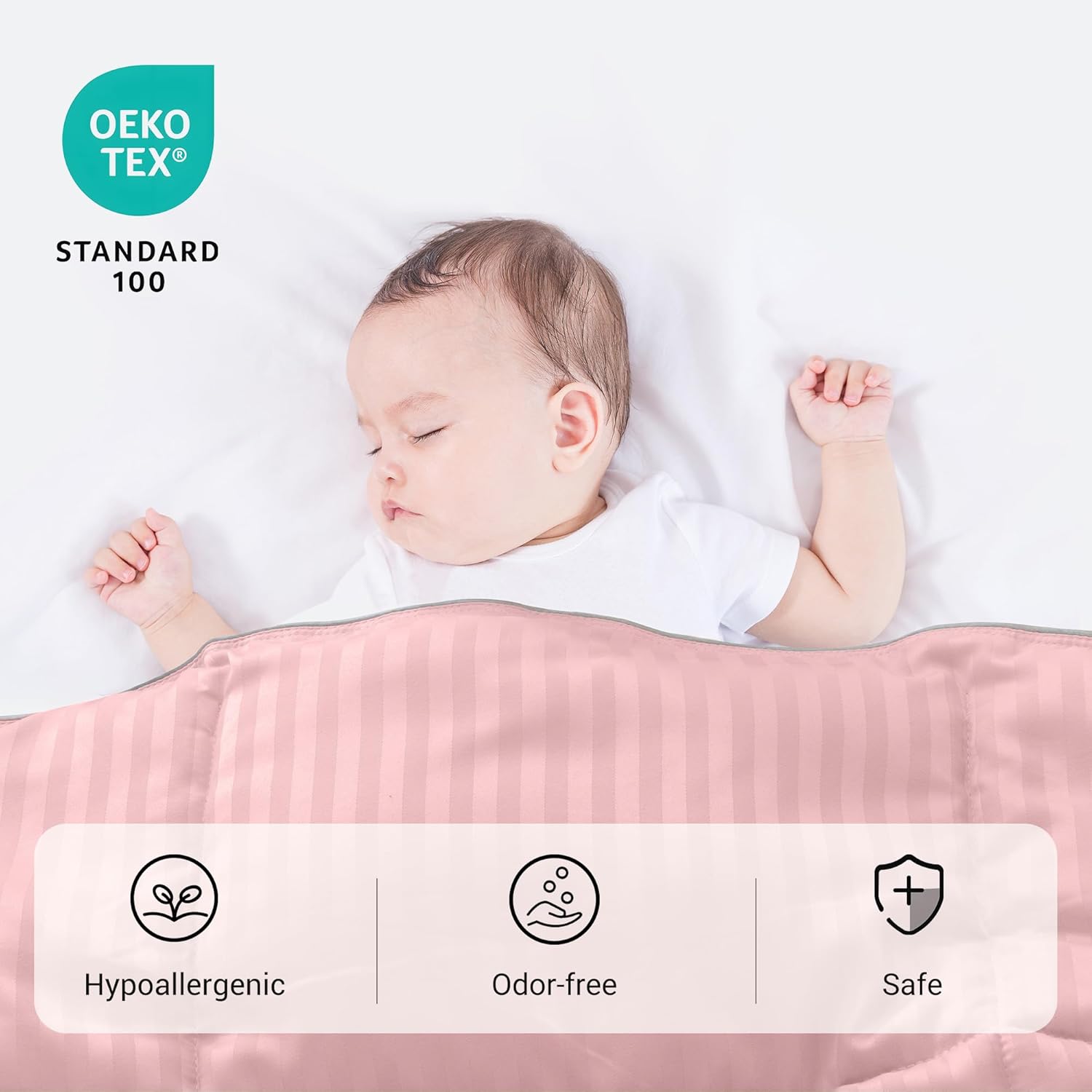 ZPECC Toddler Down Alternative Comforter, 39x47 Hypoallergenic Baby Blanket Quilt, Soft Breathable Lightweight All Season Kids Duvet Insert for Crib Stroller Cot Daycare, Pink Stripe - Image 4