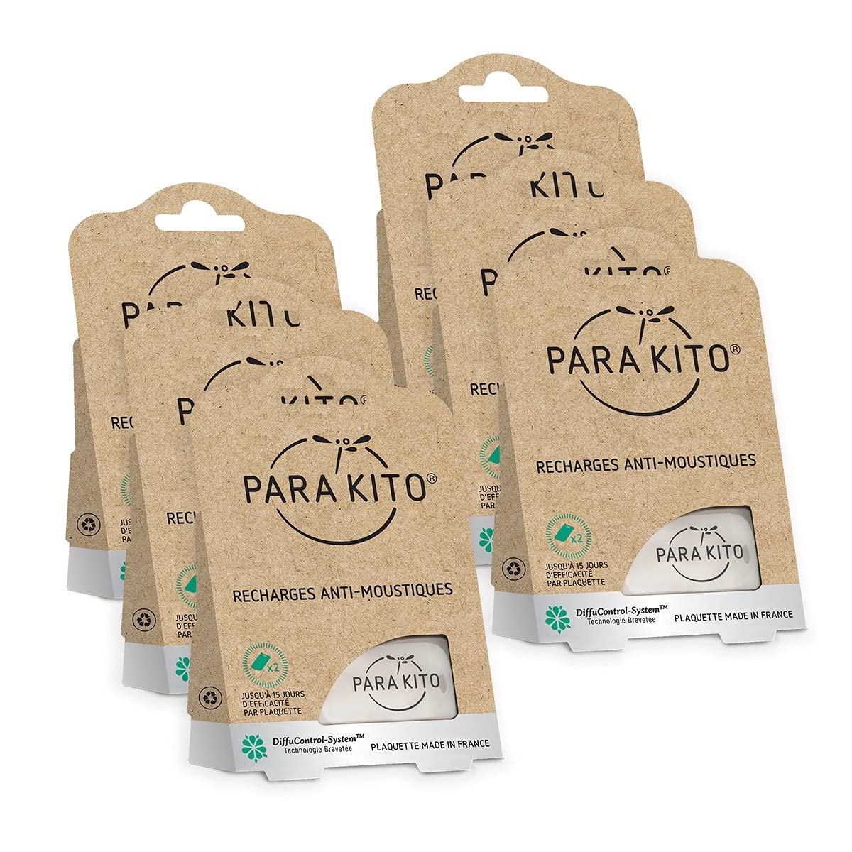PARA'KITO Recharges anti-moustiques aux huiles essentielles pour bracelet et clip anti-moustique - x12 plaquettes