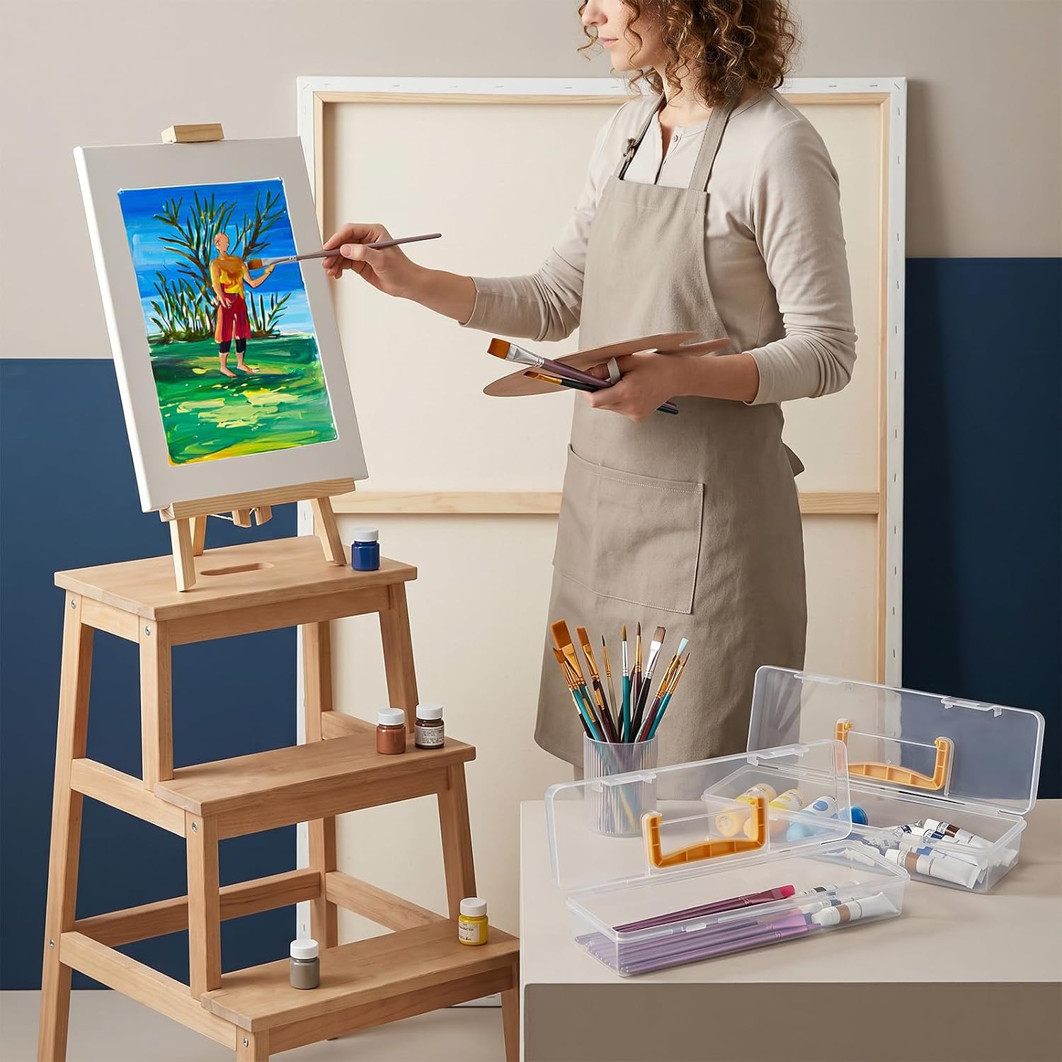 Paint Brush Storage Box 5-Pack 13" – Clear Plastic Organizer view 2