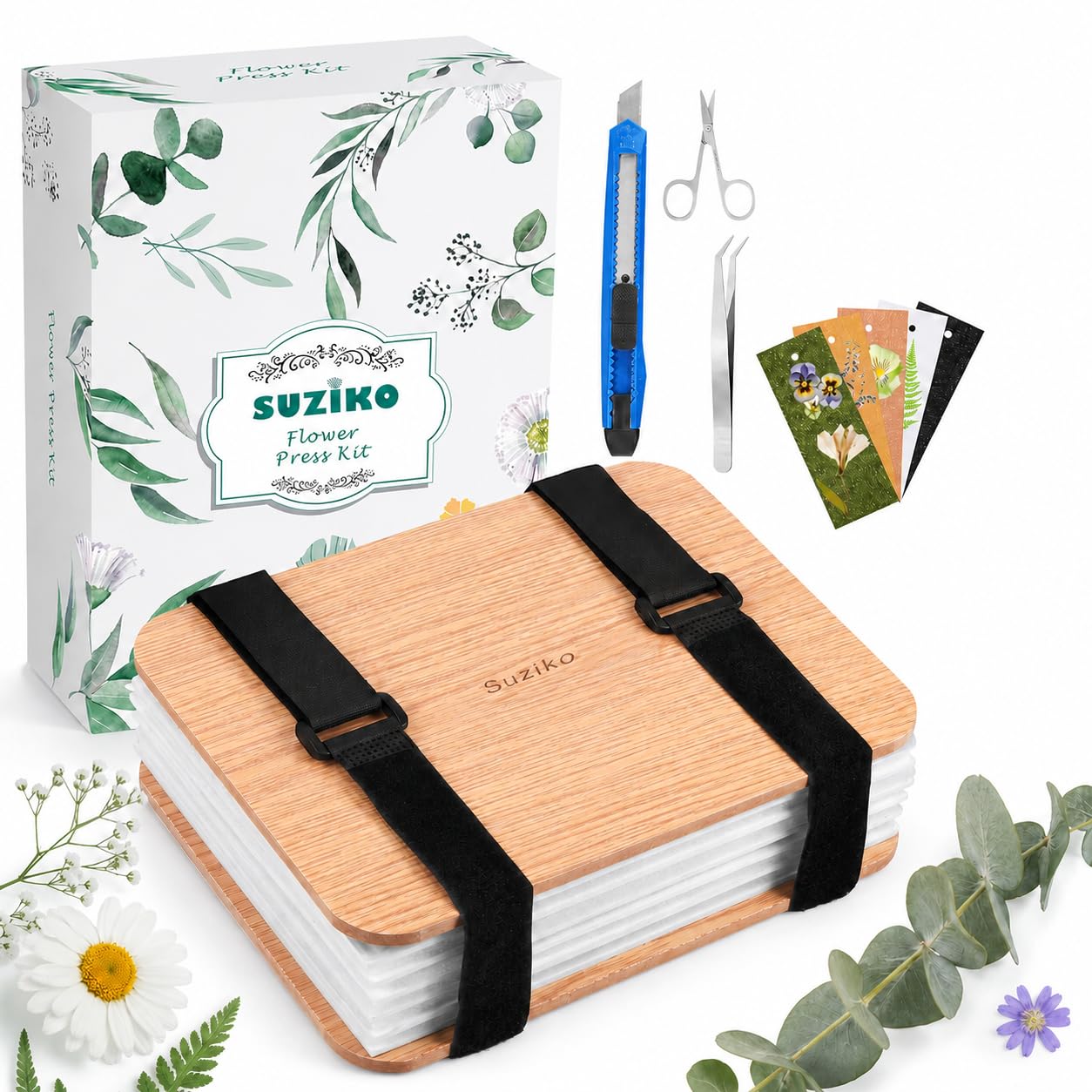 Suziko professionelles Blumenpressen-Set - Blumenkonservierungs-Set 6 Schichten 16 x 21 cm Blumenpressen-Set für Erwachsene und Kinder - Tolles Geschenk für Kunst- und Handwerksliebhaber