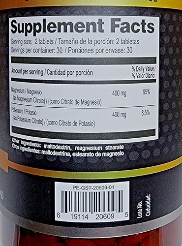 Miniatura 8 de Citrato de Magnesio Potasio Nutricost Potasio (400 mg) Citratos de magnesio (400 mg), 60Cápsulas -PLANTIMEX Suplemento dietético 60 Tabletas. (800
