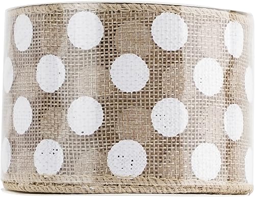 Miniatura 9 de MEEDEE Cinta de arpillera con lunares blancos de 2.5 pulgadas - Cinta de lino natural con alambre de borde para manualidades para baby shower,