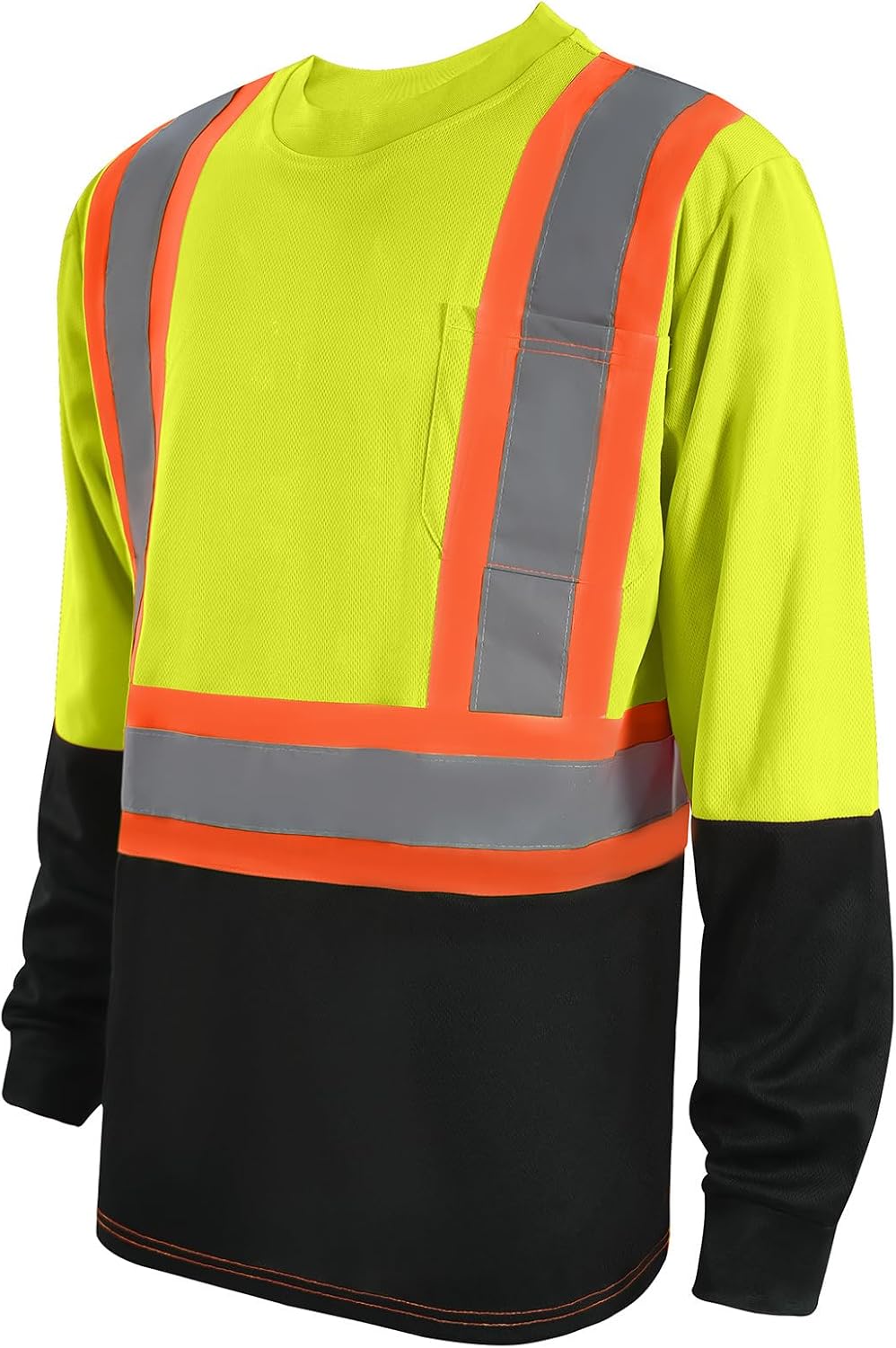 Yasumond 5 Pack Safety T Shirt High Visibility Reflective Quick Dry Long Sleeve Construction Work Shirts