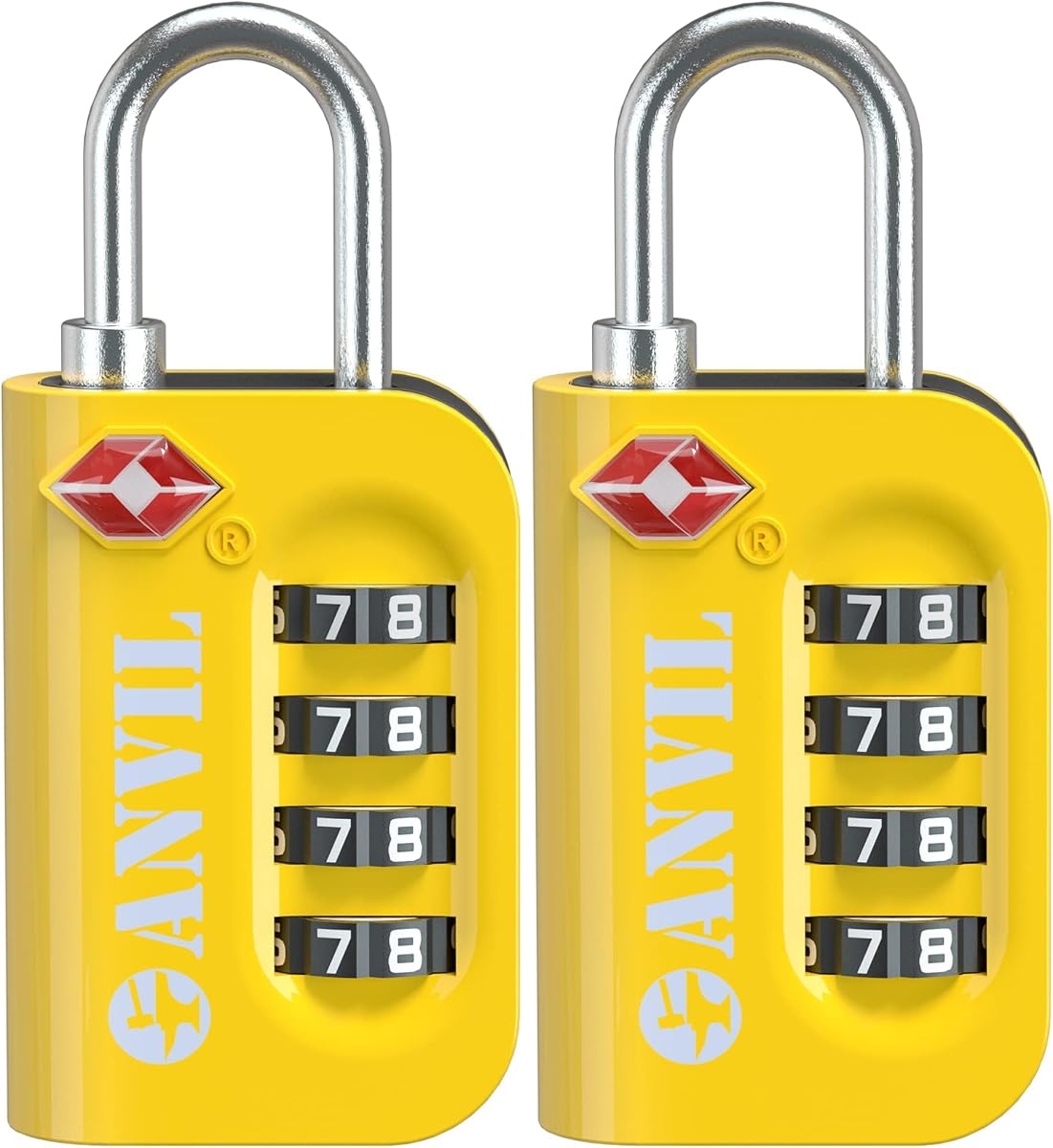 ANVIL Candado de equipaje aprobado por la TSA: combinación de 4 dígitos, 10,000 combinaciones, ventana de contraseña de fácil lectura, candado de viaje para maletas, mochilas, casilleros de gimnasio y estudiantes, equipaje