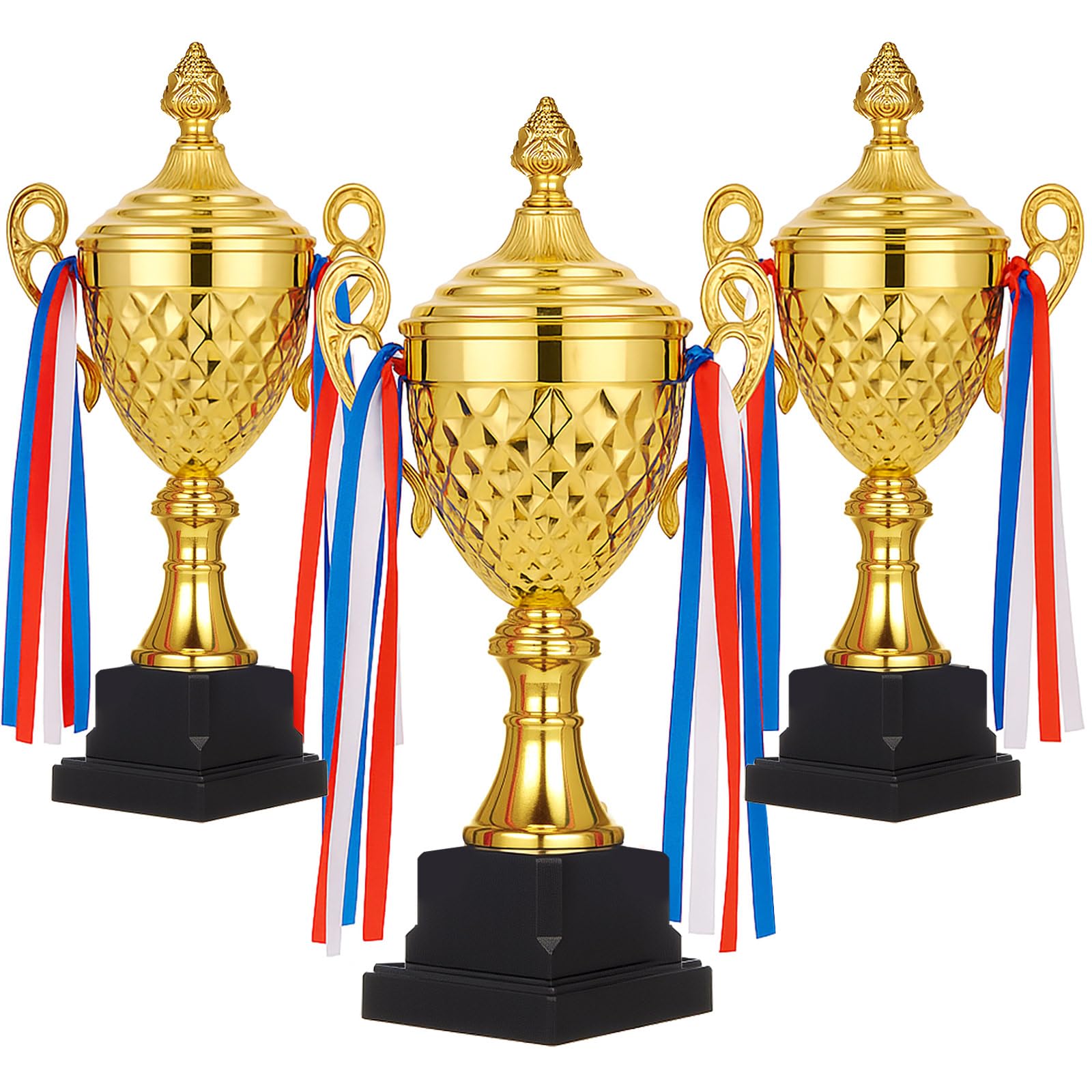 Liliaafar 3 piezas de trofeo dorado grande de metal para fútbol, baloncesto, competiciones deportivas, campeonatos, ceremonia, celebración, fiesta, regalo