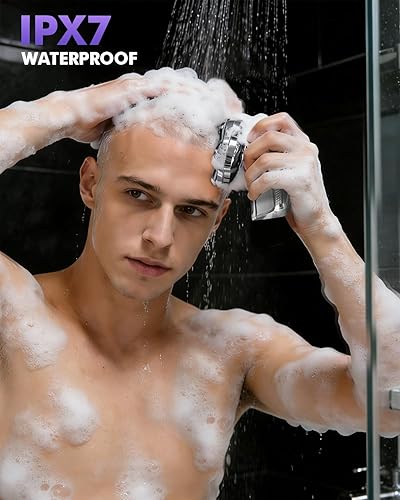 Miniatura 6 de Maraiss Afeitadoras de cabeza para hombres Blad, cuchillas flotantes 7D, afeitadora eléctrica de cabeza, IPX7, resistente al agua, en seco y húmedo,