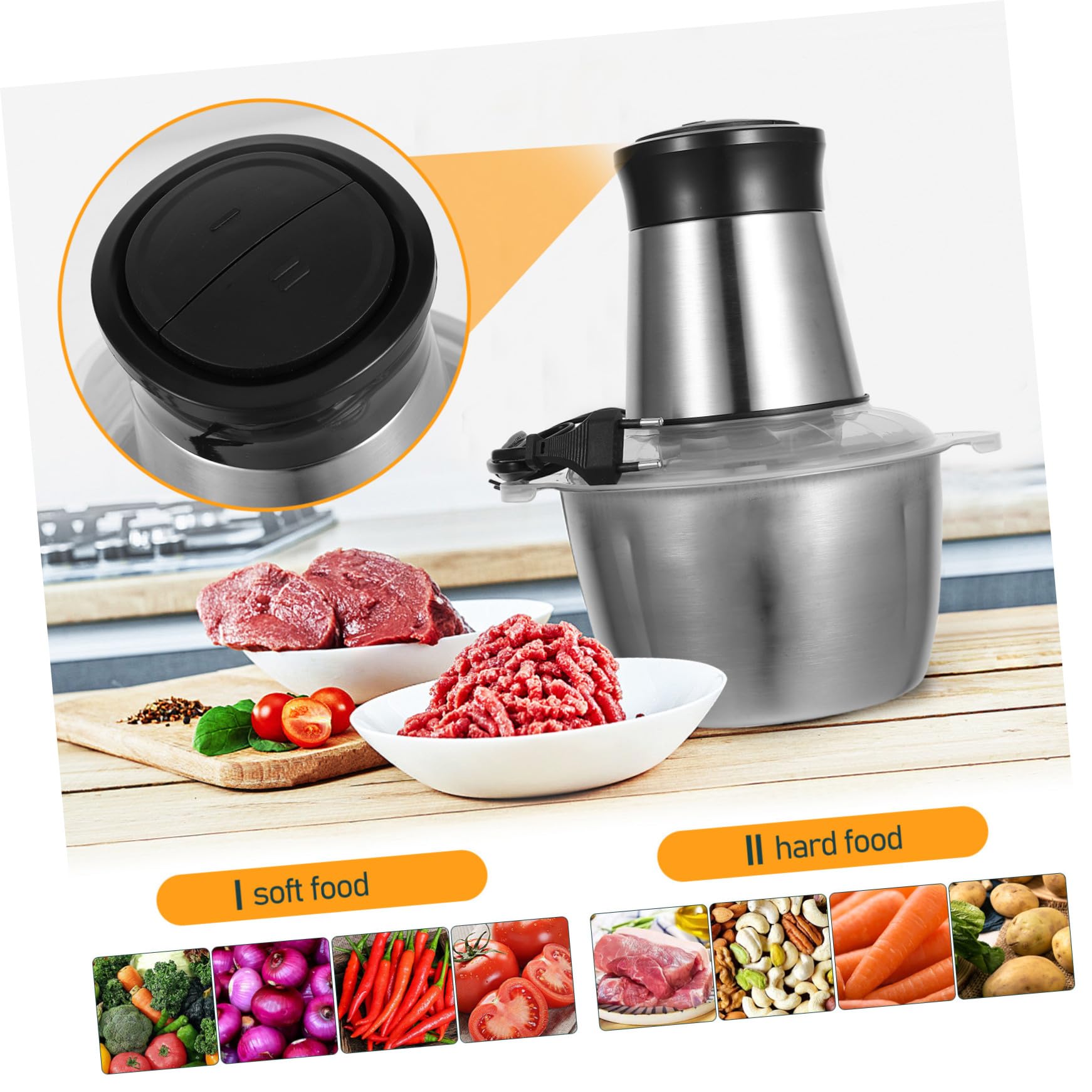 Generico 1 Set Tritacarne Elettrico Acciaio Inossidabile con Tritatutto Multifunzionale per Carne Verdure e e Facile da per Uso