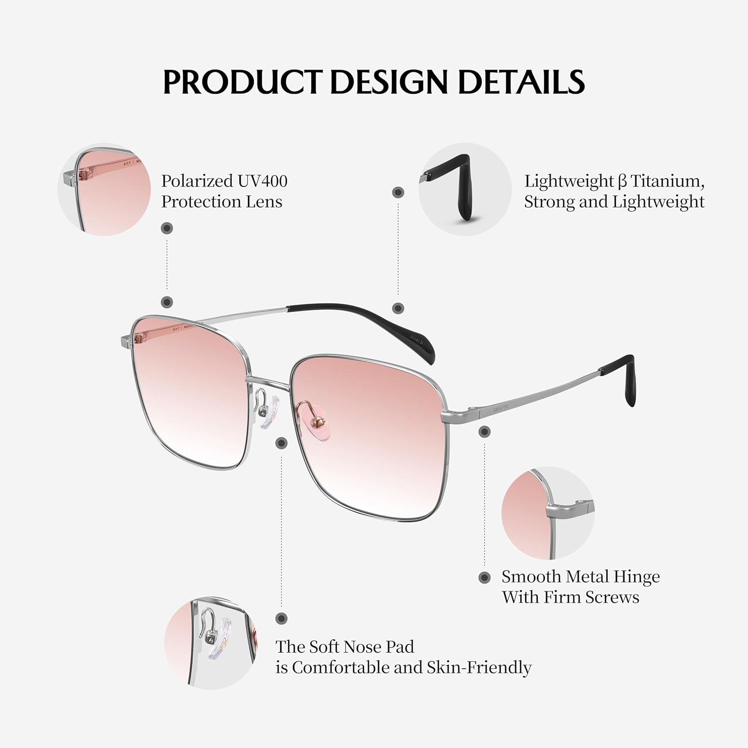 MUJOSH Trendy Oversized Square Sunglasses for Women Men, Retro Big Flat Lens UV Protection Shades Brand of EssilorLuxottica - Image 5